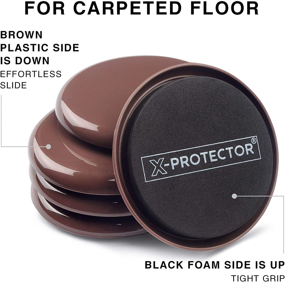 Furniture Sliders for Carpet X-PROTECTOR - 16 PCS Best Heavy Moving Pads 3 1/2" - Sliders for Furniture. Move Your Furniture Easy with Reusable Furniture Movers Sliders for Carpets!