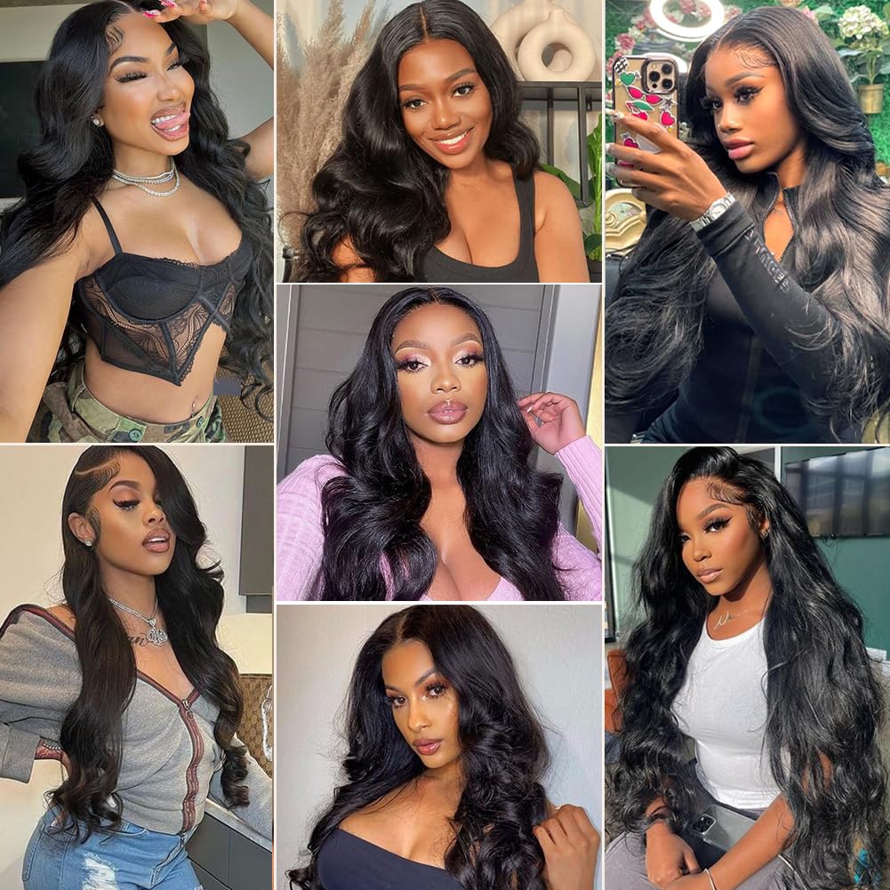18 20 22 Inch Body Wave Bundles with Closure (16 Inch 5x5 HD Lace Closure) Human Hair Brazilian 3 Bundles with Closure Unprocessed Virgin Human Hair Free Part