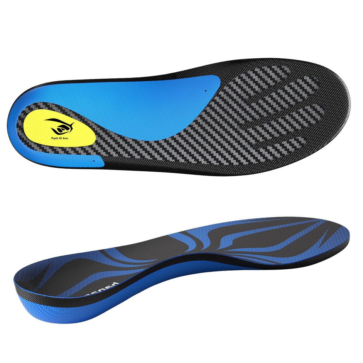 HAPANUN Carbon Fiber Insole with Arch Support for Long Periods of Standing, Jogging, Hiking and Other Outdoor Sports, as Well as a Work Boot Insole. (Blue, M:10.5/11丨W:11.5/12(300mm))