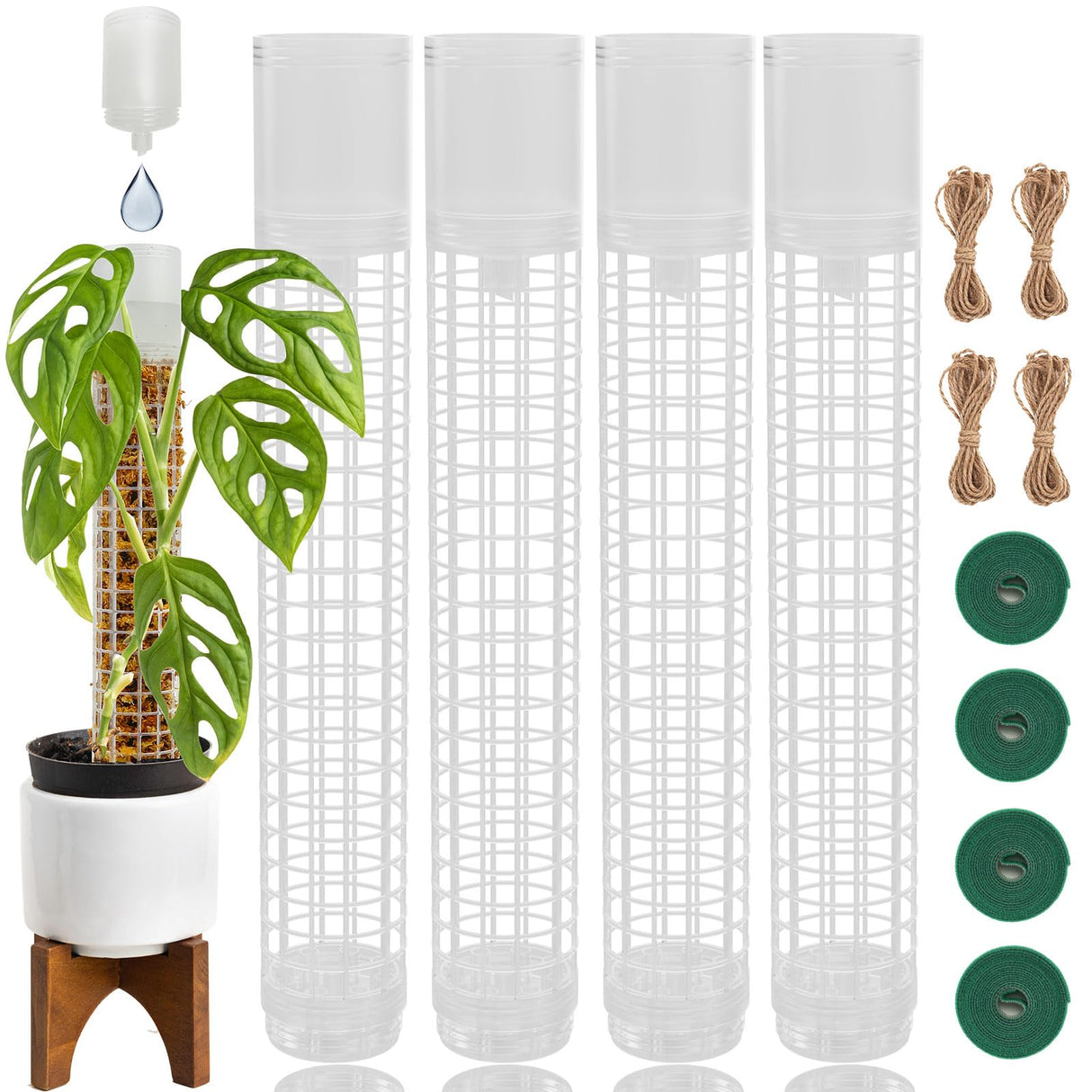 Jegu Self-Watering Moss Pole Plastic, 18.8 Inch Monstera Plant Support