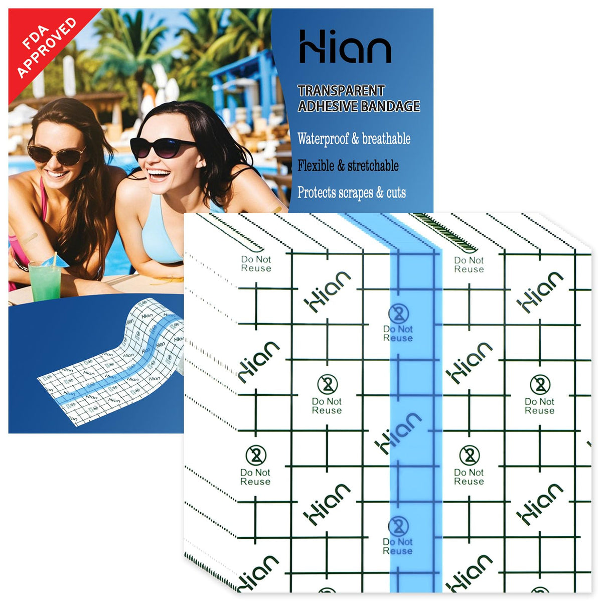 Hion Tattoo Aftercare Waterproof Bandage Transparent Film Dressing 50 Pre-Cut Sheets 4 x 4 Inch Tattoo Cover Up Tape Second Skin Adhesive Bandage Waterproof Wound Cover for Swimming Shower Shield