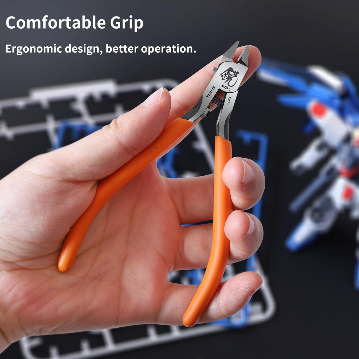 RUITOOL Model Nippers, Gundam Model Tools for Advancers to Repair and Fix Plastic Models, Ultra-thin Single Blade Gunpla Nipper, Non-slip Grip 4.7 Inch Sprue Cutter for Plastic Model Building
