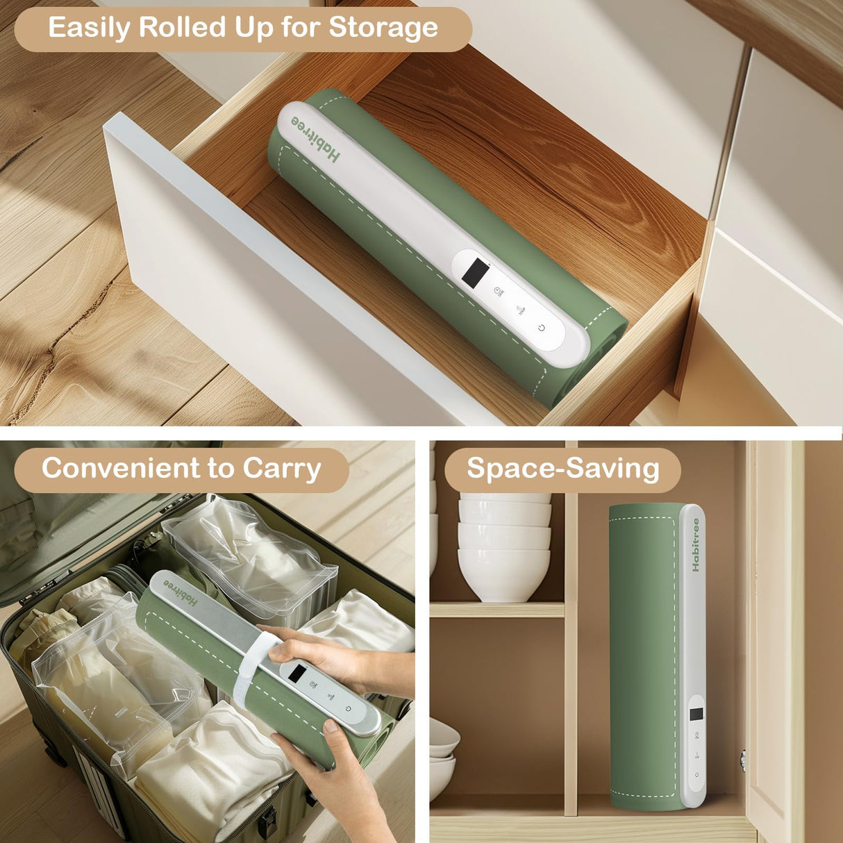 3-Pack Silicone Food Warming Mat & Food Warmers for Parties Buffet - Rapid Heating 6-Level Temp Control, Rollable Portable Easy Clean - Value Set for Gatherings & Home Daily UseοΌGreenοΌ