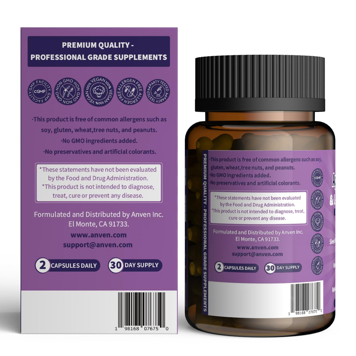 Anven Health Apigenin 200mg with L-Theanine 400mg Supplement โ Natural Relaxation & Stress Support โ Gluten Free, Non-GMO, Zero Fillers โ Made in USA | 60 Veggie Capsules