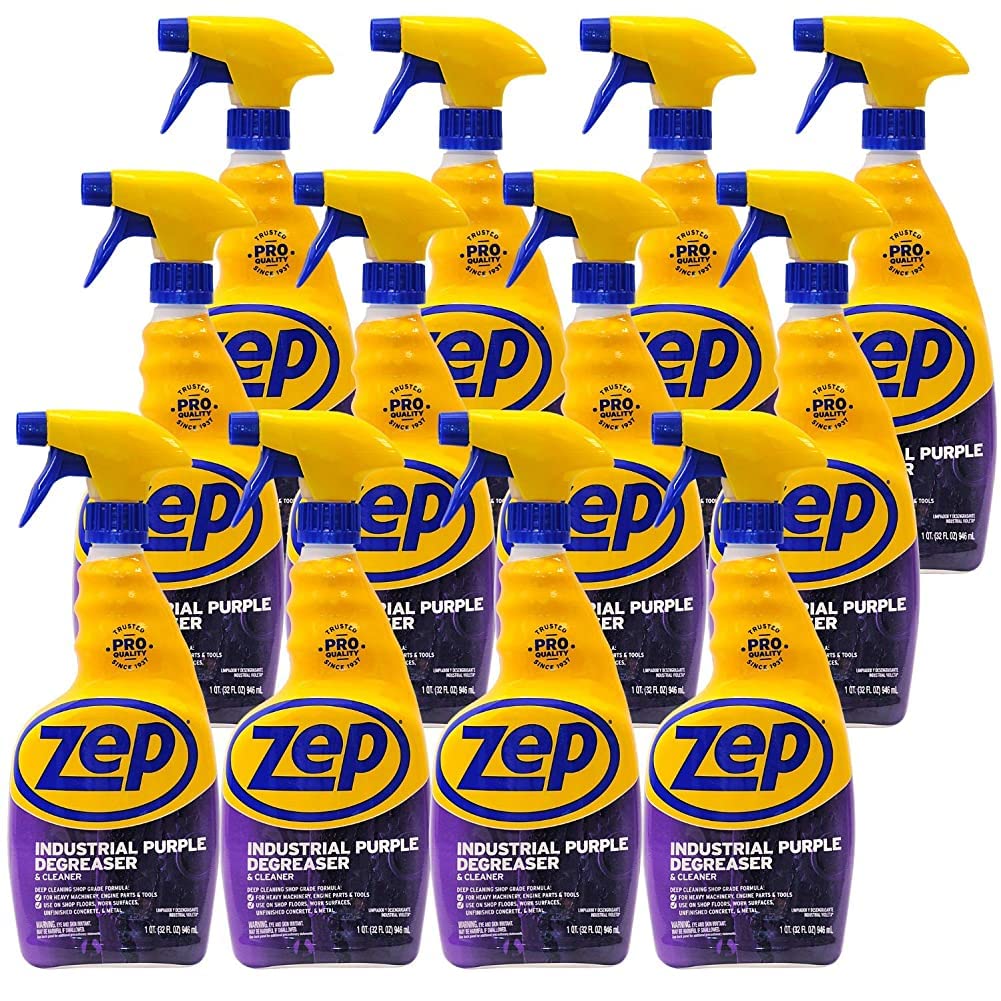Zep Industrial Purple Cleaner and Degreaser Concentrate - 32 oz (Case of 12) R42310 - Powerful Deep Oil and Grease Cleaning Formula for Machinery, Engine Parts, Shop Floors, and Garages