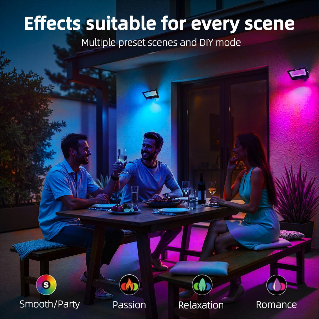 HEKEE LED Flood Light Outdoor, 50W RGB Color Changing Floodlight with Remote Control, RGBW 120 Colors, 2700K, 5000 Lumens, IP66 Waterproof, DIY Strobe Mode, Timing, for Halloween/Christmas (2 Pack)