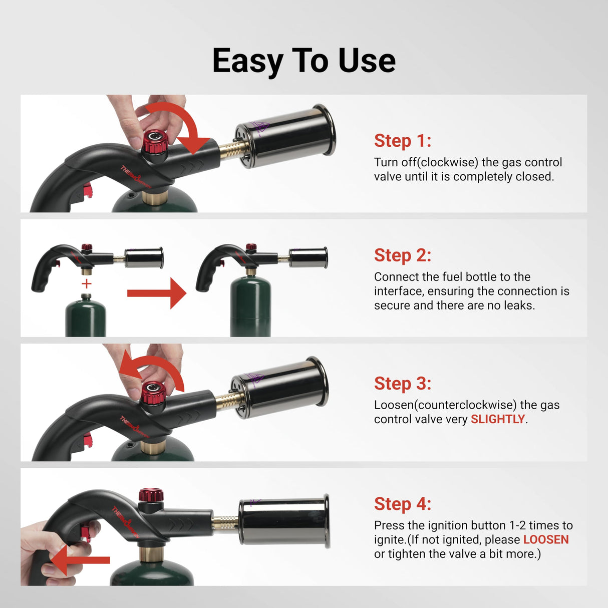ThermoMaven Powerful Propane Torch, Kitchen Cooking Culinary Torch Lighter, Adjustable Blow Torch for Sous Vide Searing Steak, BBQ, Grill, Campfire Charcoal Starter, Gas Welding Kit(Tank Not Included)
