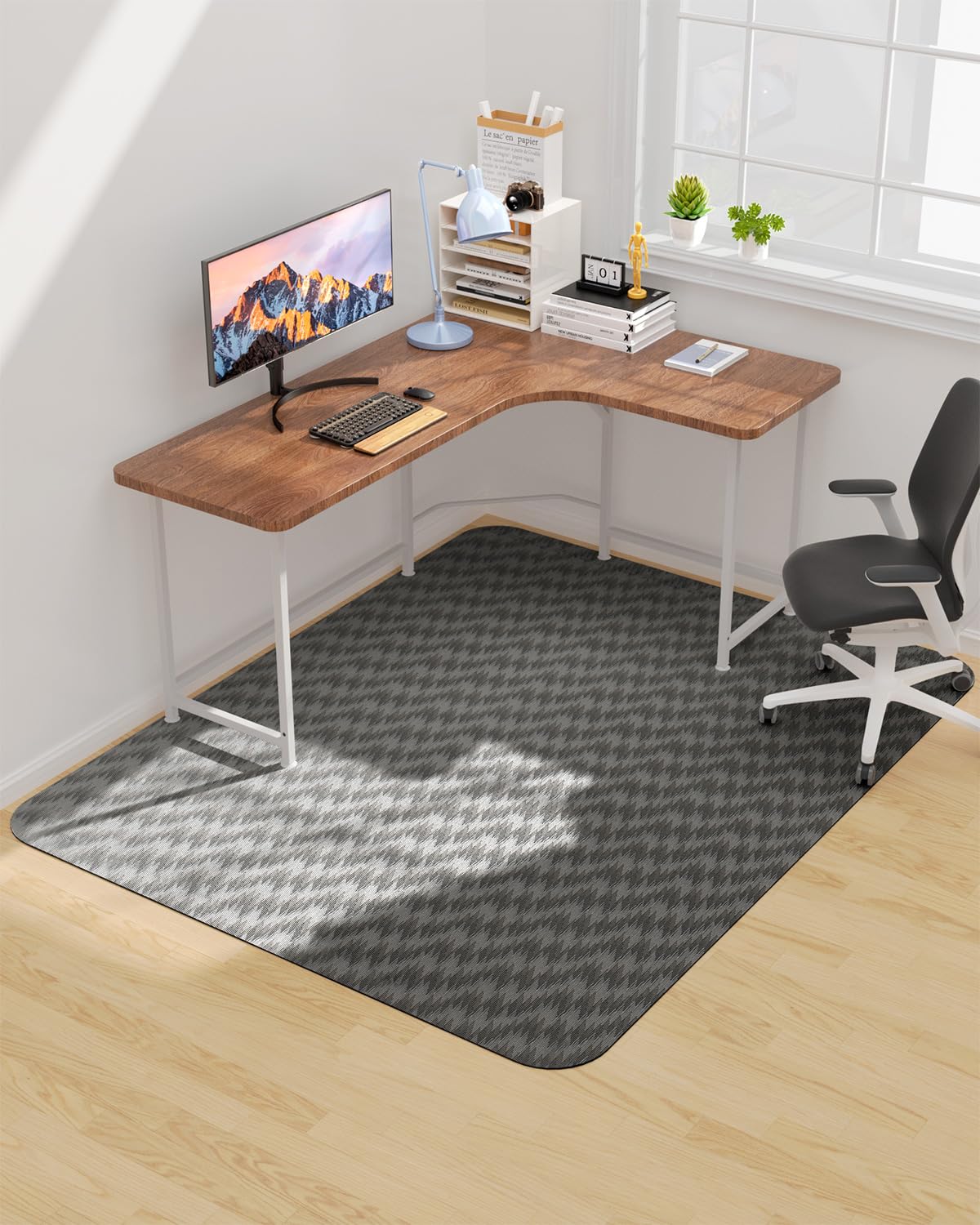 Blvornl Large Office Chair Mat for Hardwood Floor, Rolling Chair Mat for Hard Wood, Large Anti-Slip Hard Floor Protector, Heavy Duty Computer Desk Rug for Office and Home 50"*63" Dark Grey