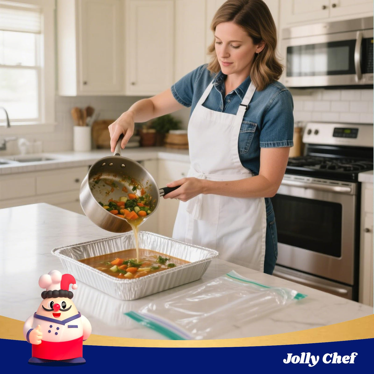 JOLLY CHEF 9x13 Aluminum Foil Pans (30 Pack) - Disposable Half Size Deep Steam Foil Pans for Roasting Turkey, Lasagna, Casseroles - Thanksgiving, Christmas, Parties, Catering