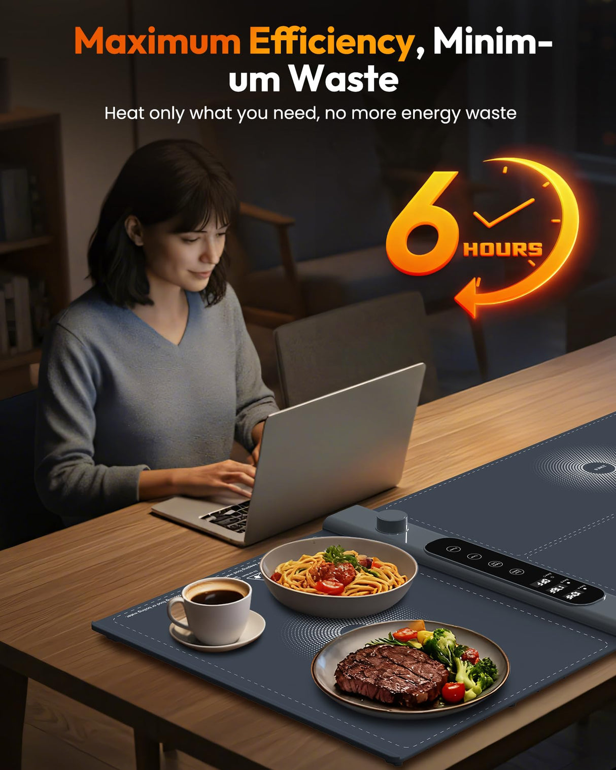 3-Zone Independent Warming Mat for Food 40"x17" XXL, Food Warming Mat with 17 Precise Temp Levels & 1–6H Timer, Heating Mat for Food, Silicone Roll-Up Food Warmer & Warming Tray for Party Buffets