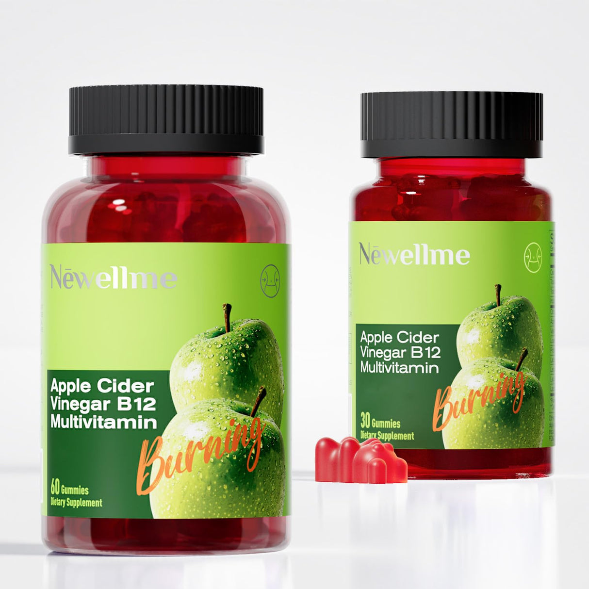 NEWELLME ACV Gummies – Apple Cider Vinegar with The Mother & Vitamin B12 | Zero Sugar, Vegan, Gelatin-Free, Non-GMO, Gluten-Free | Daily Digestive & Energy Support-90count