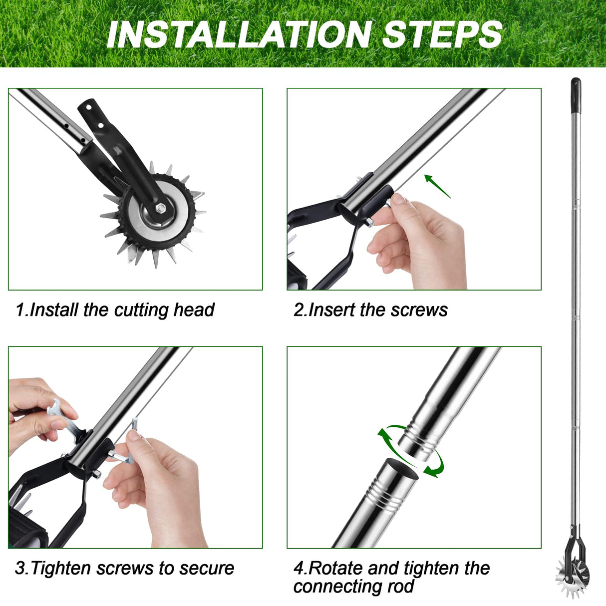 LASTOOLS Wheel Rotary Edger Lawn Tool, Sidewalk 66.7Inch Manual Lawn Edger, Grass Edge Trimmer, Adjustable Stainless Steel Handle with Cushion Grip,Soil,Garden and Yard Tool