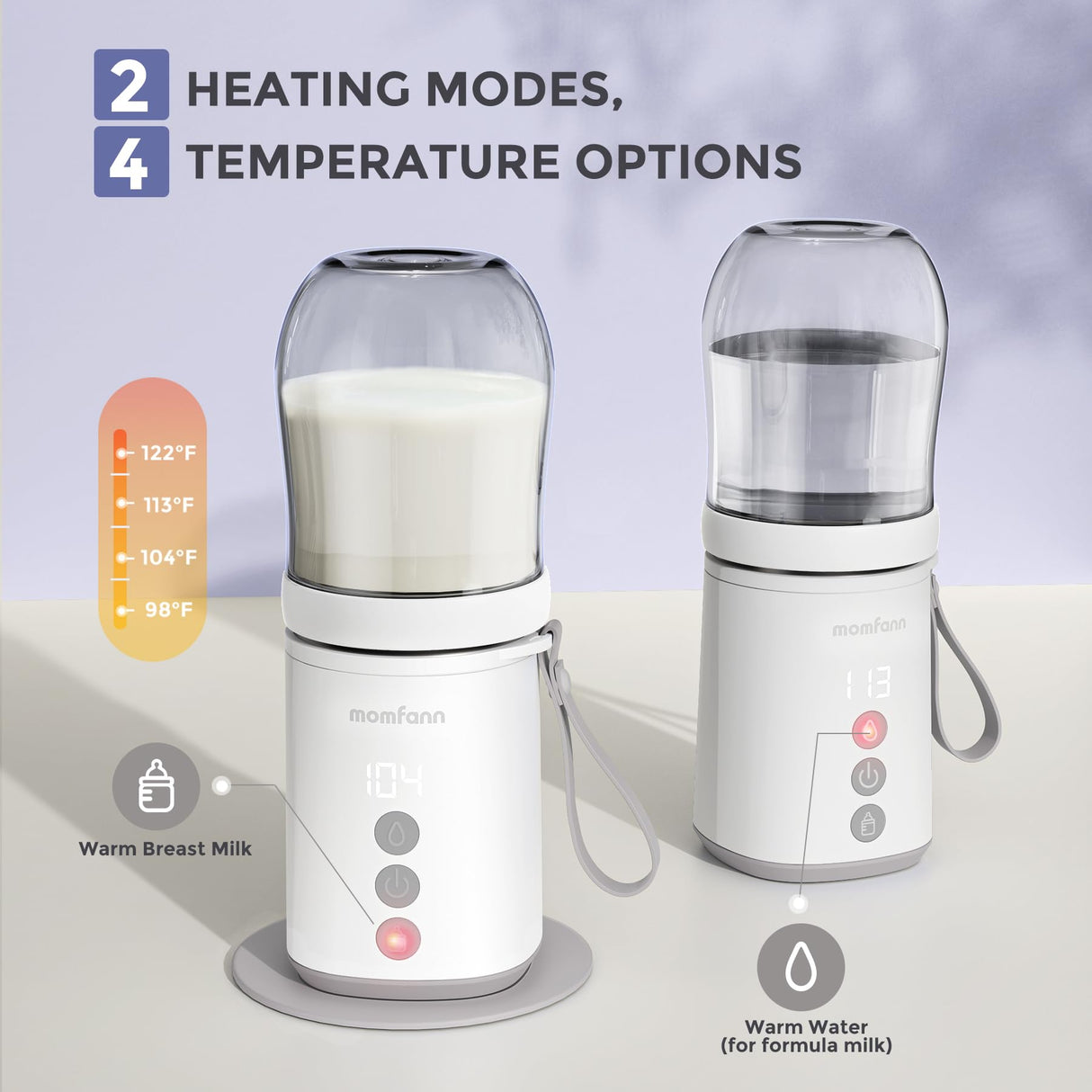 MOMFANN Portable Bottle Warmer, Travel Baby Bottle Warmer for Breastmilk On The Go, Leak-Proof, 2 Modes Fast Heating