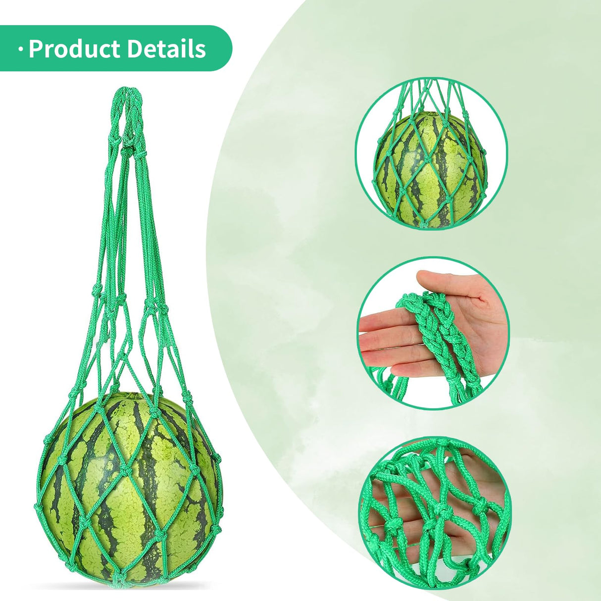 10 Pcs Melon Hammocks Cradles with D Hanging Hooks, for Trellis Heavy Duty Watermelon Nets,Or Growing Cantaloupe, Pumpkin,Honeydew in Vertical Garden (Green)