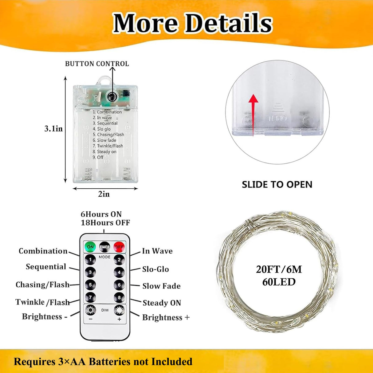 4Pack 80FT 240LED Fairy Lights Battery Operated with Remote & Timer | 8 Modes Twinkle String Lights Battery Powered Indoor Outdoor Waterproof for Bedroom Wedding Classroom Christmas Décor