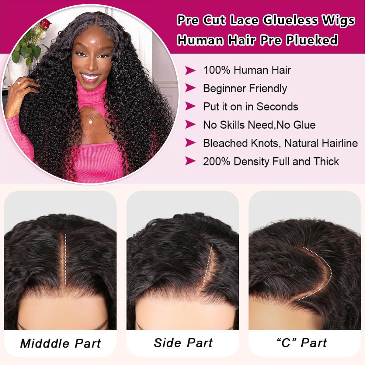 HINOEI 28 inch Glueless Wigs Human Hair Pre Plucked Pre Cut Wear and Go Water Wave 7x4 Closure Wigs Human Hair 200 Density Wet and Wavy Curly Wig Human Hair Pre Bleached