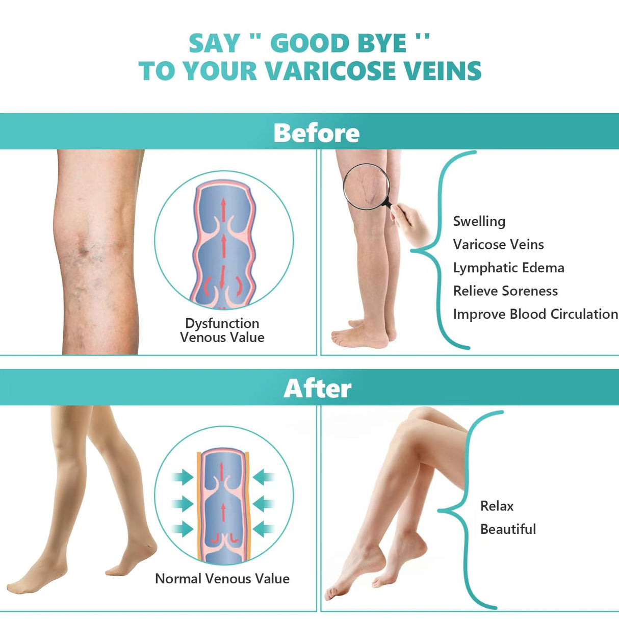 Orgood Compression Pantyhose for Women, 20-30mmHg Graduated Compression Stockings & Leggings, Closed Toe Support Hose Tights for Varicose Veins, Edema, Flight, DVT