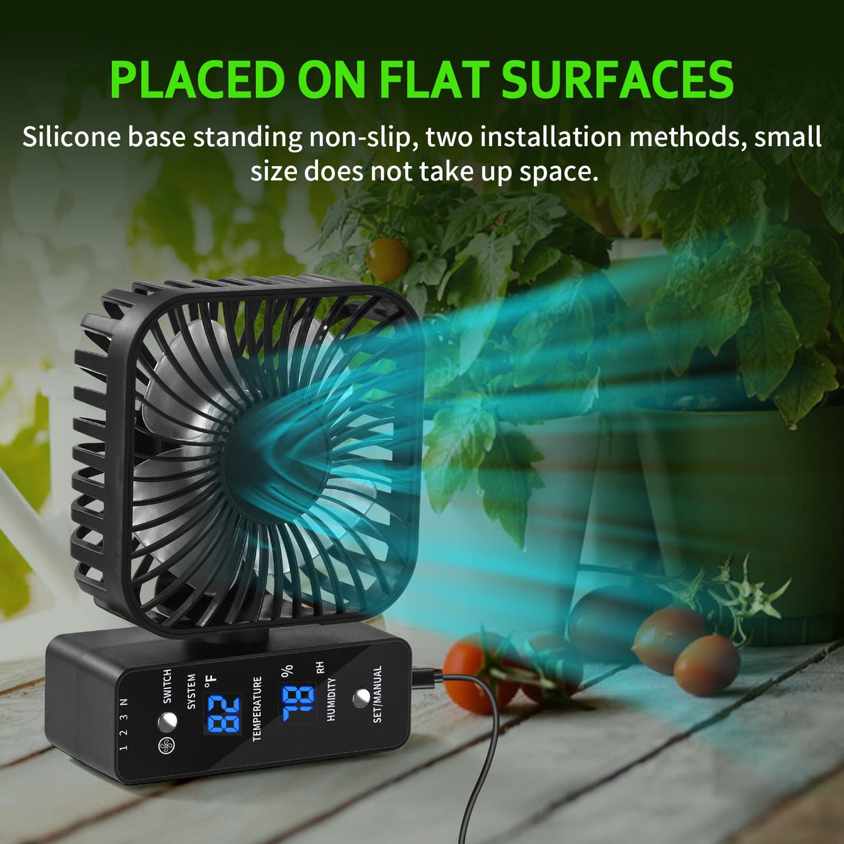 DAOTAILI 4" Grow Tent Fan with Auto Humidity Control | Quiet Oscillating Ventilation, Real-Time Temp & Humidity Monitoring for Hydroponics, Greenhouses & Indoor Gardens