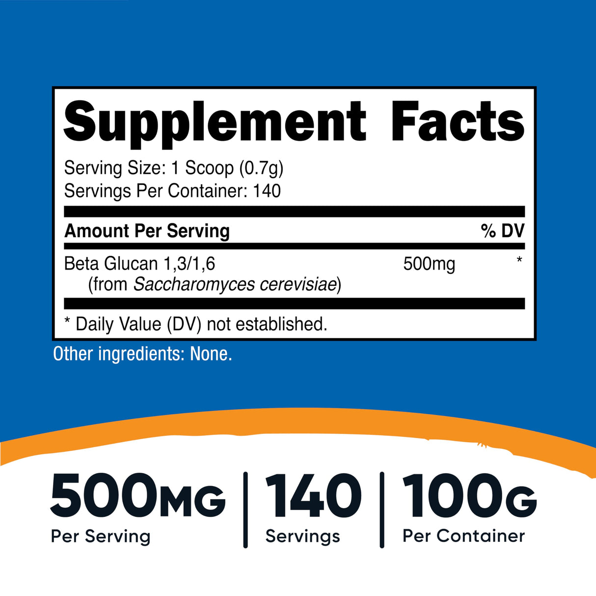 Nutricost Beta Glucan Powder 100 Grams - 1,3/1,6 - Non GMO