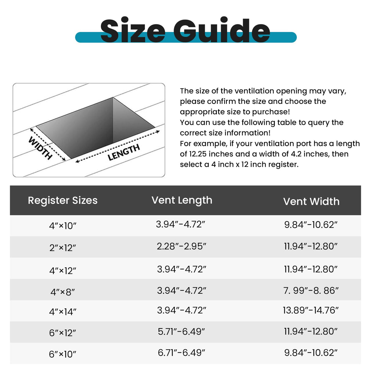 VOISEN Floor Register 4x10, 8 Pack Black Floor Vent Covers, Heavy Duty Steel Walkable Floor Vents,Vent Covers for Home Floor