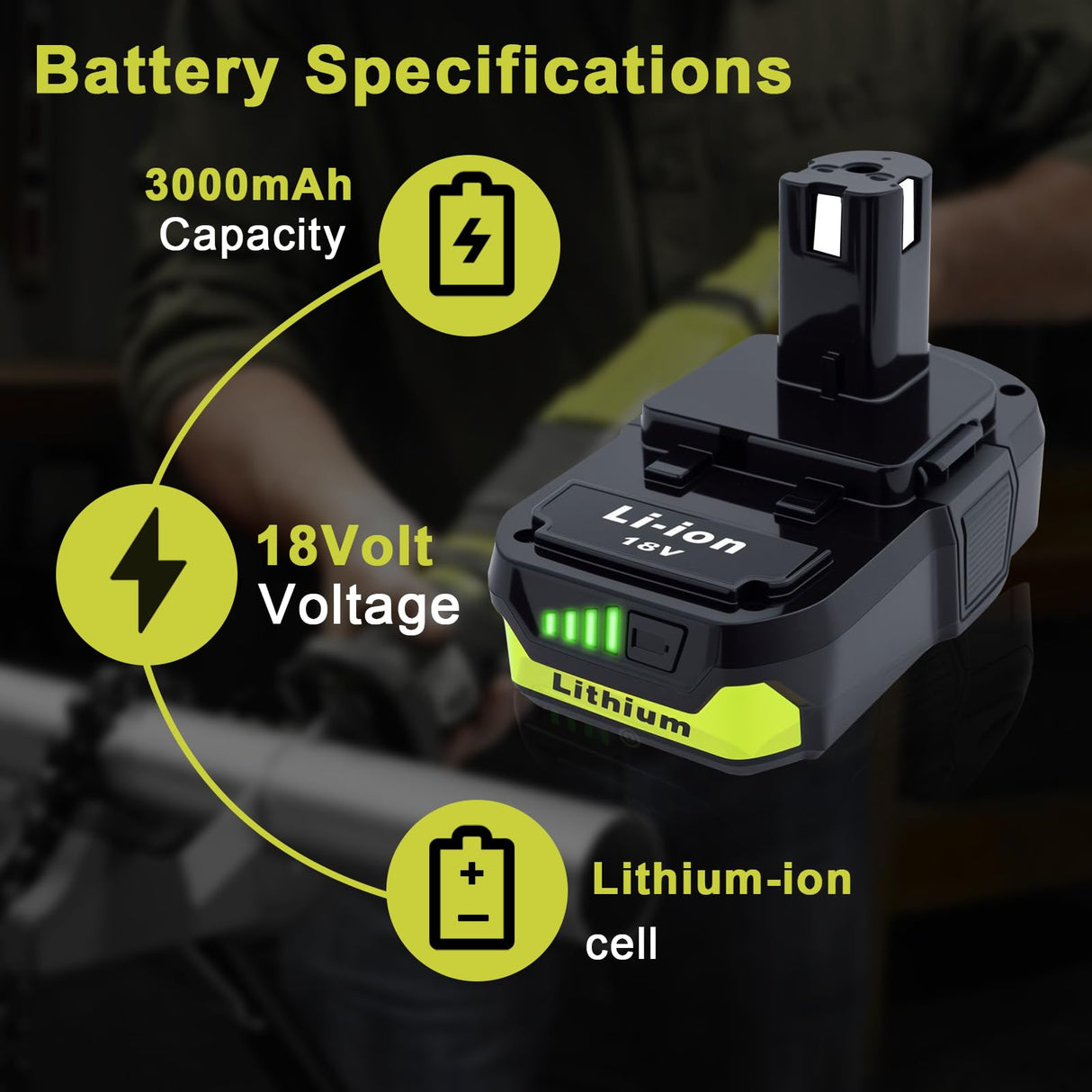 Ultraxxis 2 Packs 3.0Ah High Capacity Replacement for Ryobi 18v Battery P108 P104 P105 P102 P103 P122 P109 Li-ION Compatible with Ryobi 18V ONE+ System Cordless Power Tools and Charger