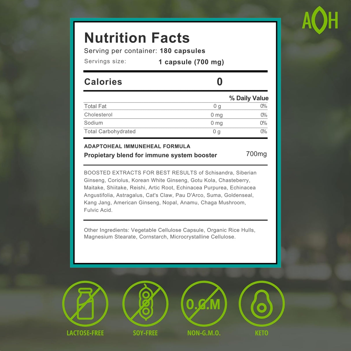 ADAPTOHEAL Immuneheal – Adaptogen, Immune System Booster Supplement with Schisandra Chinensis, Ginseng and Mushroom Extract (180 Capsules)