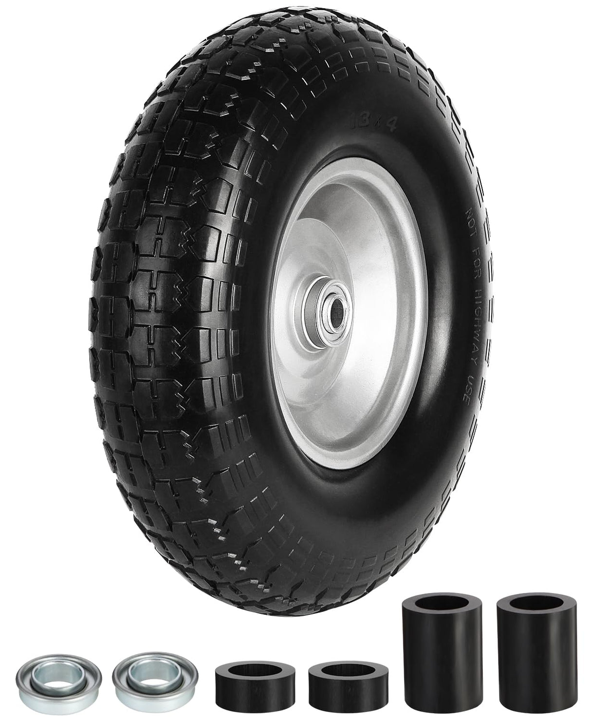 FEILOONG 13 Inch Wheelbarrow Tire Flat Free 4.00-6 Tires, Universal Fit