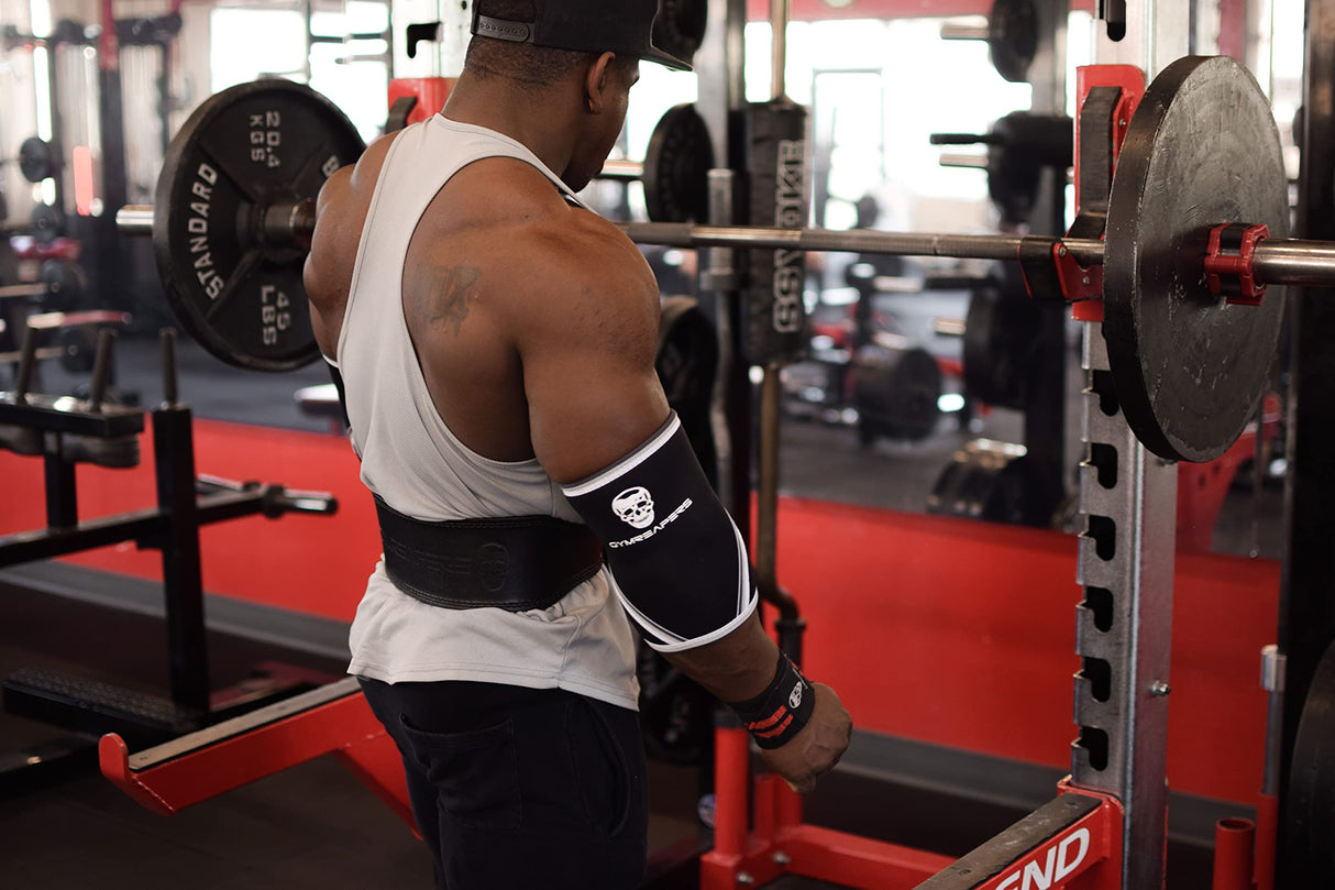 Gymreapers Elbow Sleeves (1 Pair) W/Wrist Wraps - Support & Compression for Powerlifting, Weightlifting, Bench & Tendonitis - 5mm Neoprene Sleeve - For Men & Women - 1 Year Warranty (X-Large)