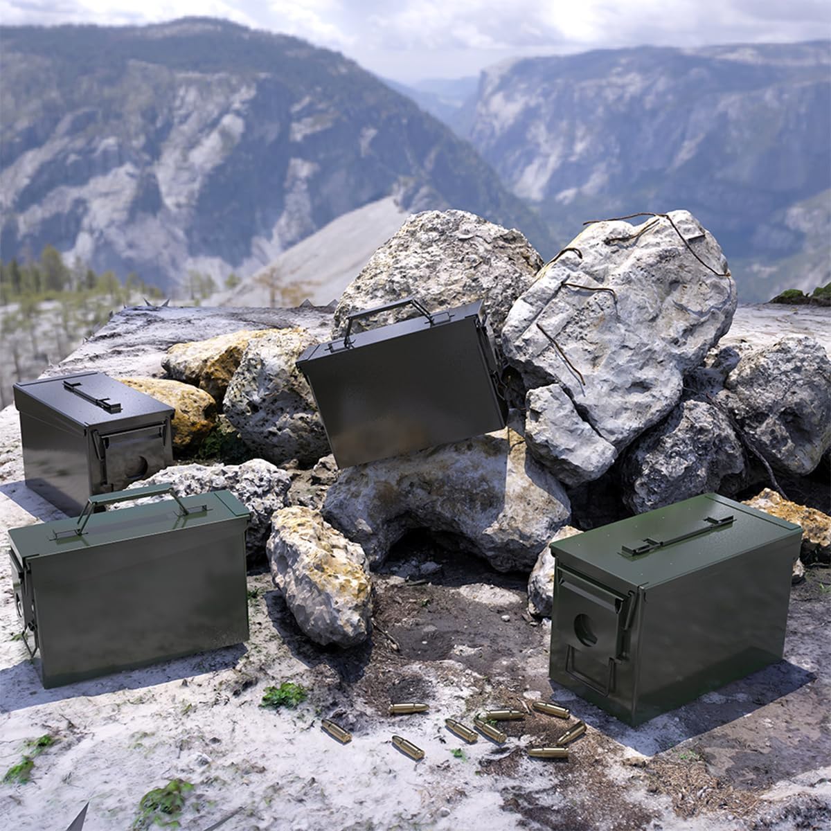 PATRON 50 Cal Ammo Can Metal 9mm Ammo Box Storage Crate Case for Shotgun Bullet Rifle Nerf Ammunition Waterproof Case-Gard Organizer Christmas Gifts for Men,Gift Boxes for Dad Husband Father (Green)