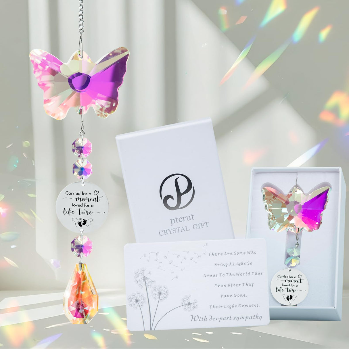 Butterfly Suncatcher Memorial Sympathy Gifts for stillbirth Infant,Baby Pregnancy Loss, Miscarriage Keepsake Gifts for Mothers Dad Mom Parent