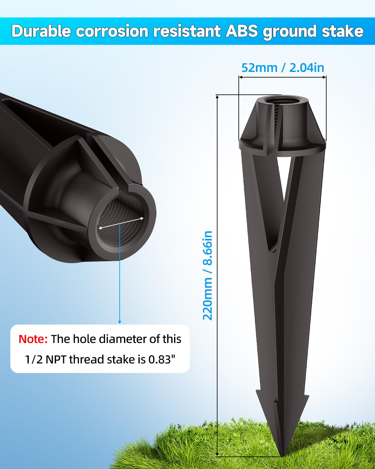 Noobibaba Landscape Lighting Stakes Replacement 1/2 NPT Thread Spike 5-Pack