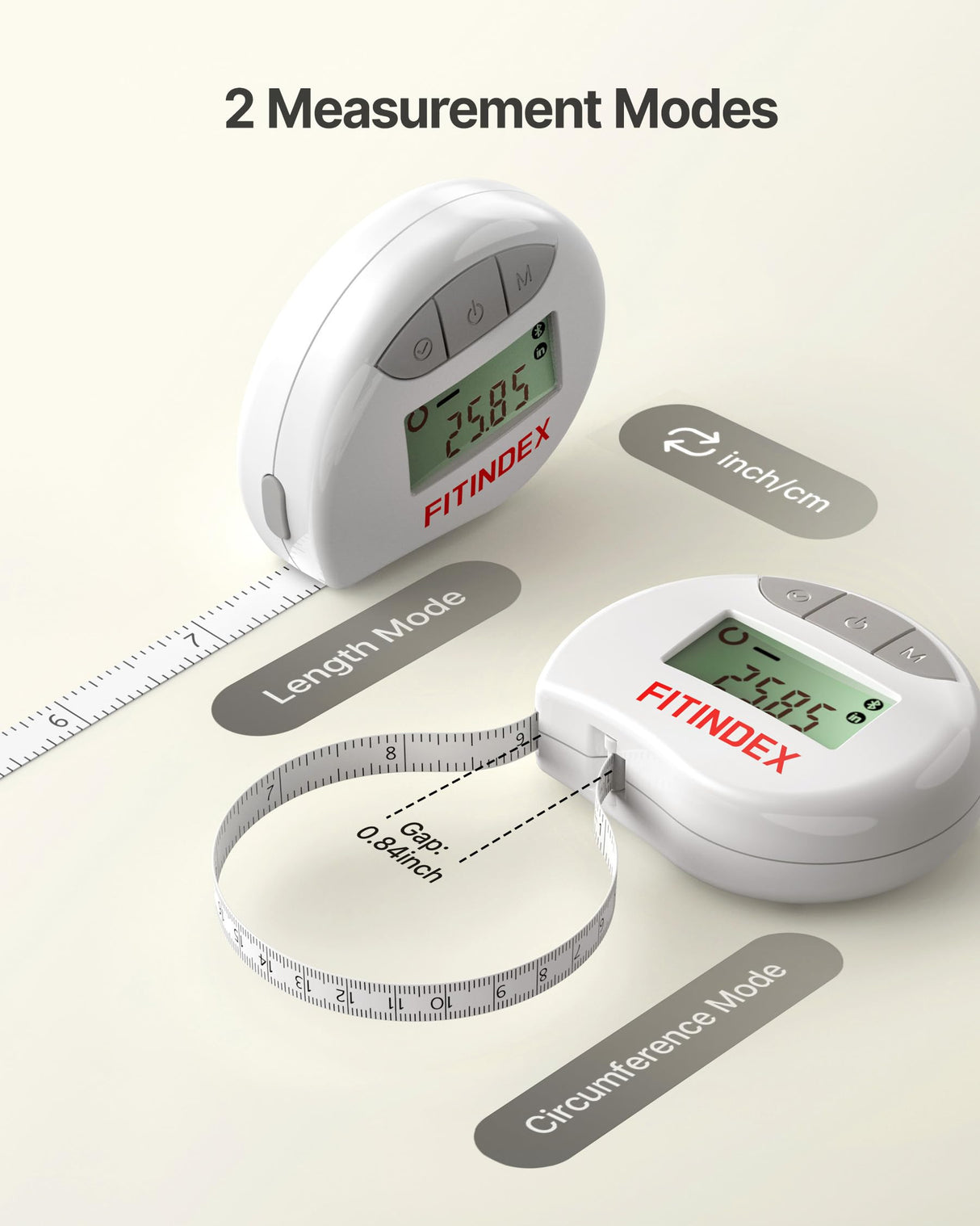 FITINDEX Body Measuring Tape, Accurate Bluetooth Measuring Tape for Body Measurements, Smart Body Tape Measure Retractable with 12 Body Parts Measure for Weight Loss Fitness Muscle Gain, Sync with APP