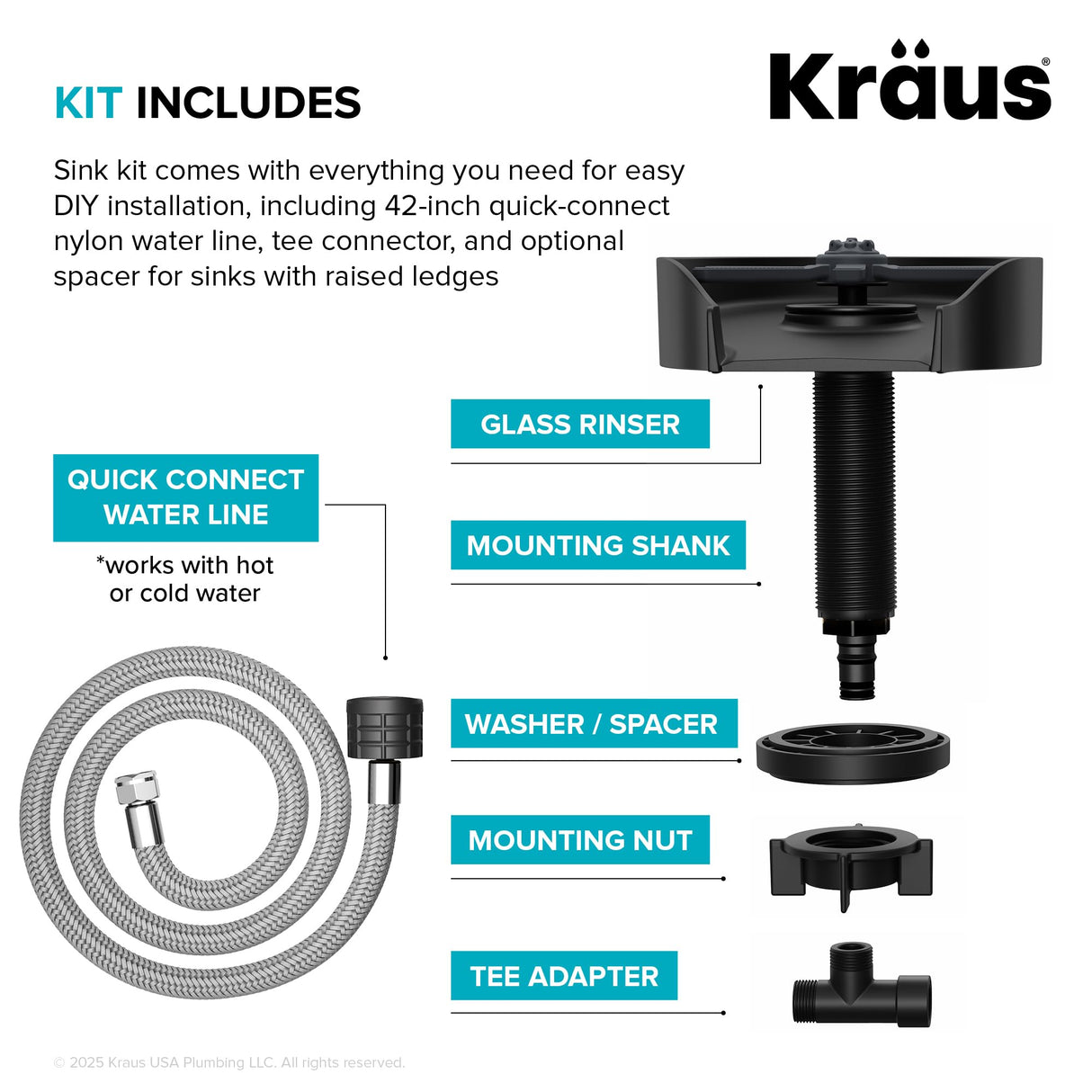 KRAUS CleanMate Glass Rinser for Kitchen Sink in Matte Black Color Finish, KGR-500MB
