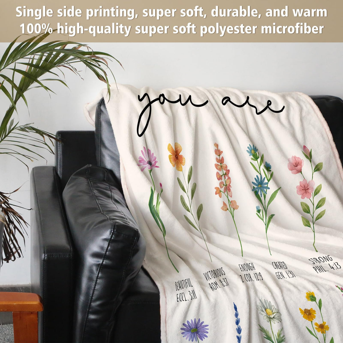Christian Gifts for Women Birthday, Christian Blanket with Flowers