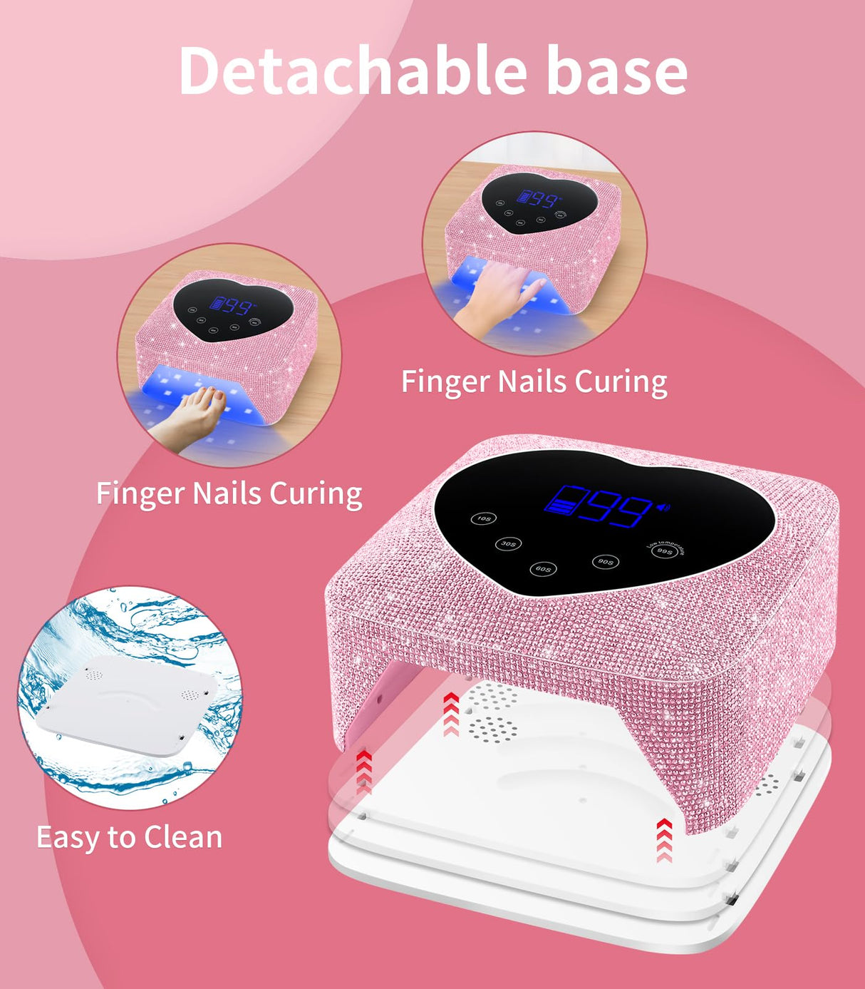 HUGMAPLE UV Light for Nails, 74W Cordless Rechargeable UV Nail Lamp, Fast Nails Dryer Curing Lamp for Salon & Home, Gel Nail Polish UV Light with 5 Timer Setting, Touch Control & Auto Sensor