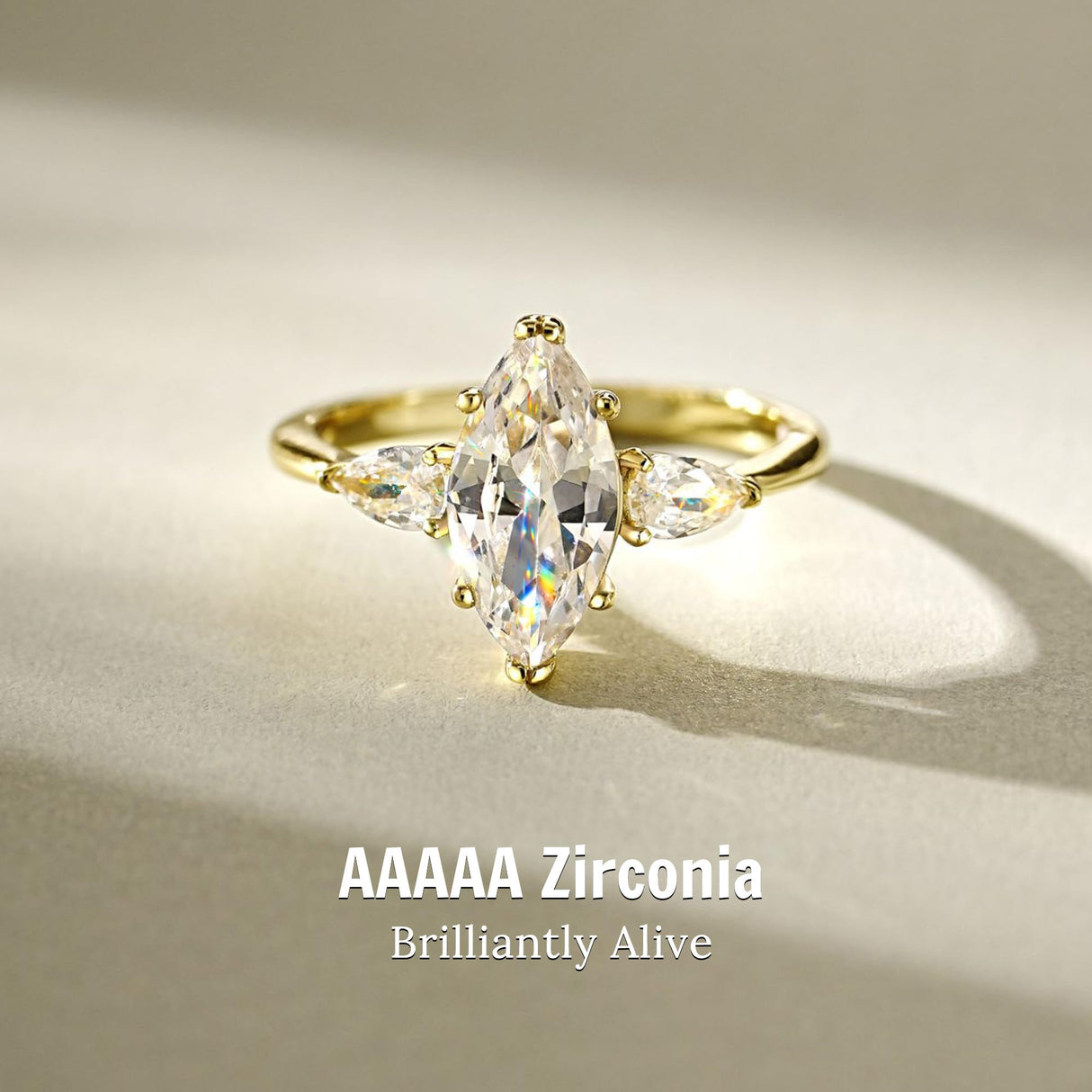 VISDIV 2CT Engagement Ring for Women Marquise Cut 925 Sterling Silver AAAAA Cubic Zirconia CZ Wedding Band Promise Ring For Women Solitaire Simulated Diamond Silver/Gold Size 5-10 (Gold, 5)