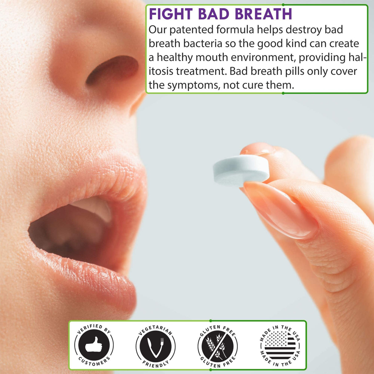 Oral Probiotic Supplement with BLIS K12 4 Billion CFU - Now Dairy Free 60 Day Supply Bottle for Bad Breath, Strep, Cavities, Gum Oral and Dental Health - Sugar Free - USA Made - 60 Count