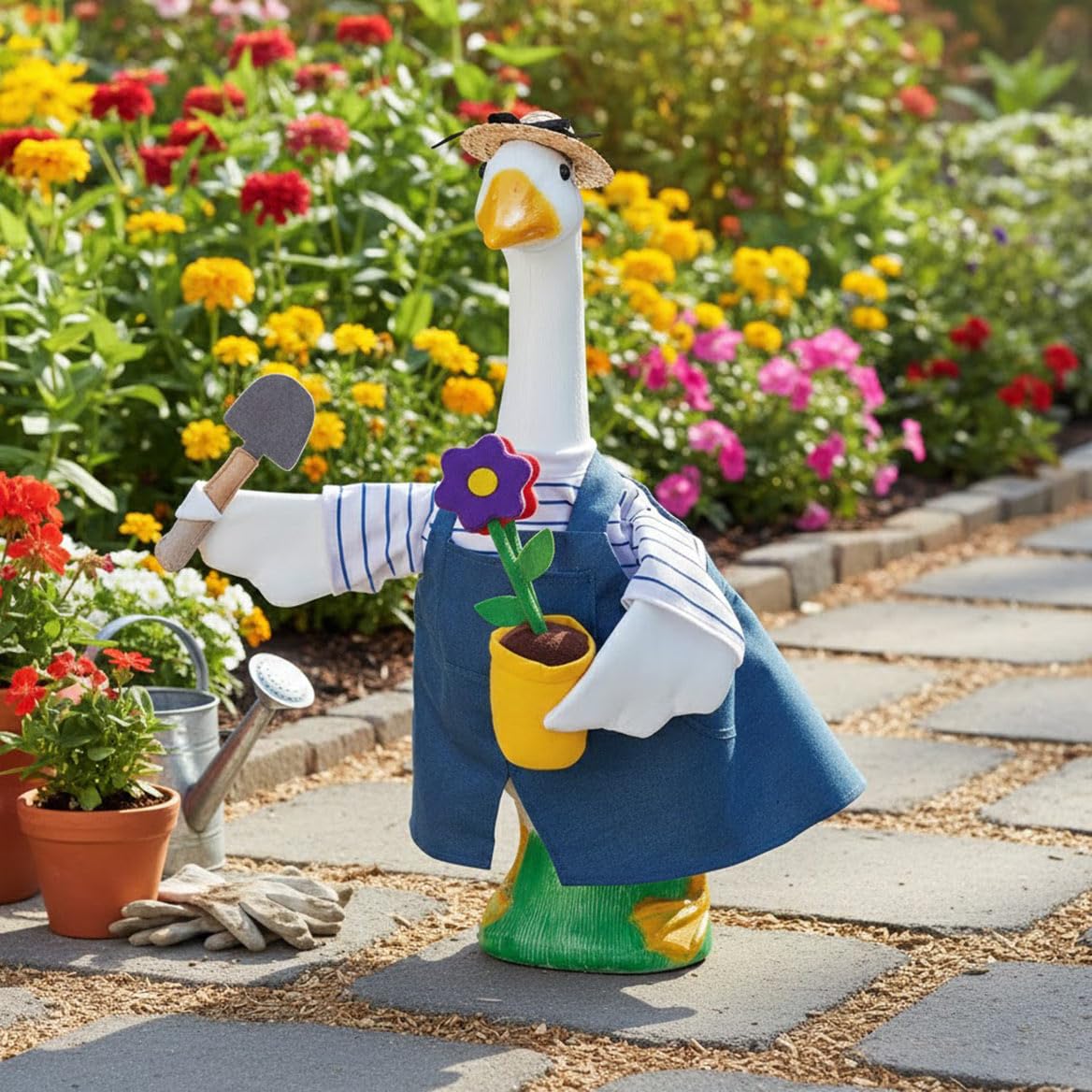 Fox Valley Traders Gaggleville Gardener Goose Outfit, Fits Large 23" H Statue