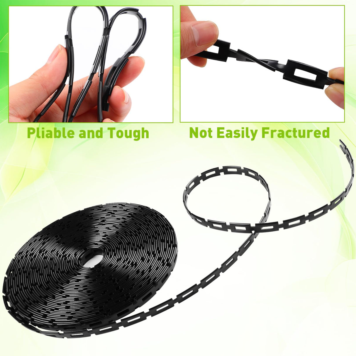 50 FT Chain Lock Tree Ties, 0.5Inch Outdoor Plant Strap for Staking