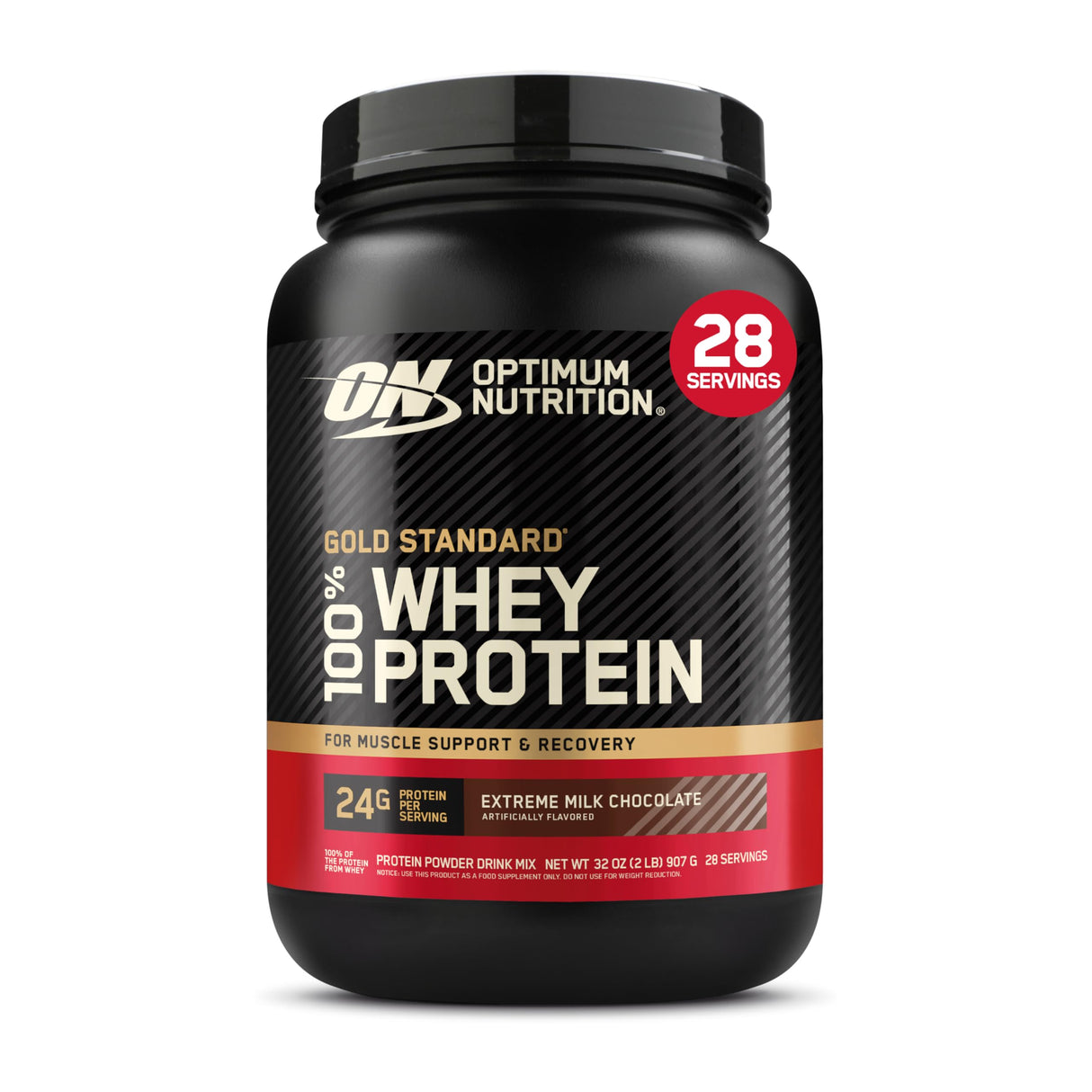 Optimum Nutrition Gold Standard 100% Whey Protein Powder, Extreme Milk Chocolate, 2 Pound (Pack of 1) (Packaging May Vary)
