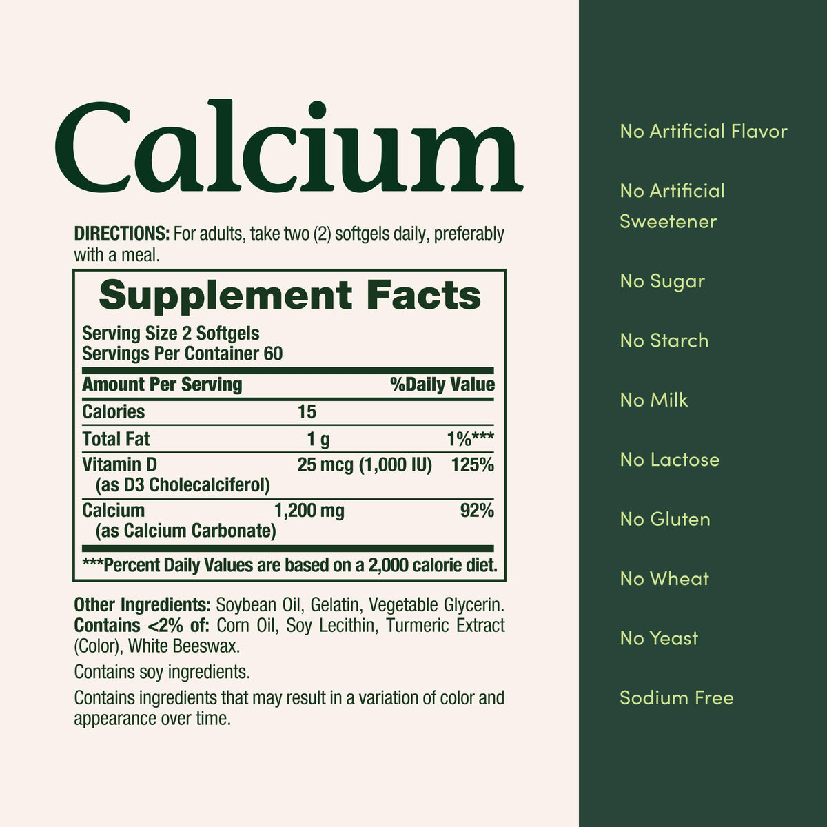 Nature's Bounty Calcium 1200 mg with 1000 IU Vitamin D3, 2 Per Day, 120 Ct