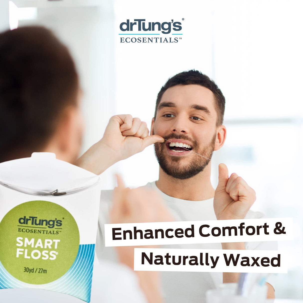 DrTung's Smart Floss - Natural Floss, PTFE & PFAS Free Floss, Gentle on Gums, Expands & Stretches, BPA Free - Cardamom Flavor, Colors Vary (10 Pack)