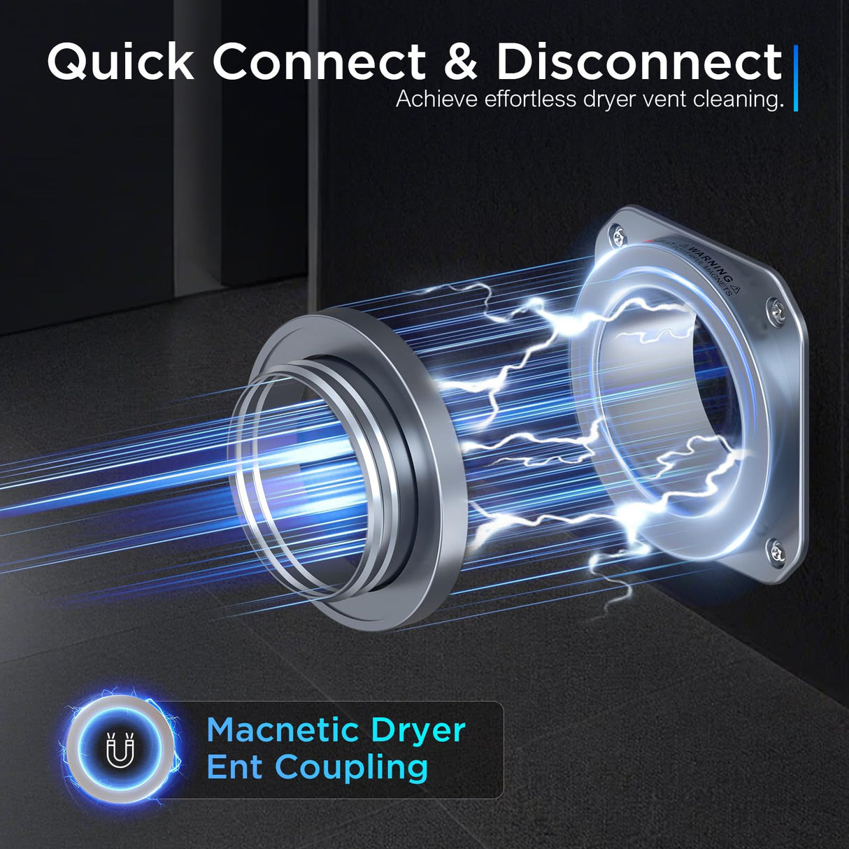 VOXWELLY Magnetic Dryer Vent Coupling Easy to Clean Quick Connector Airtight Seal Dryer Vent Connector Kit Including a 2.6ft 4" Duct and two Clamps, DV180