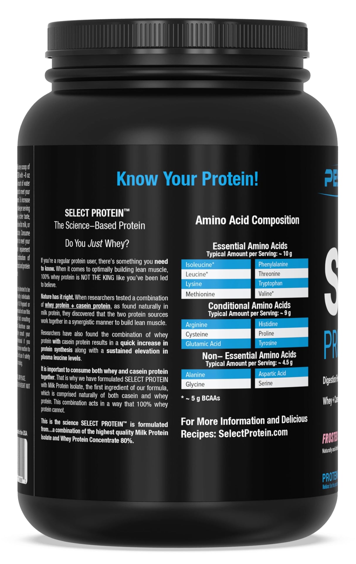 PEScience Select Protein Powder, Whey and Casein Blend, Clean Protein Powder for Women and Men, Low Calorie, Low Carb, Keto Friendly, Gluten Free, Frosted Sugar Cookie, 27 Servings