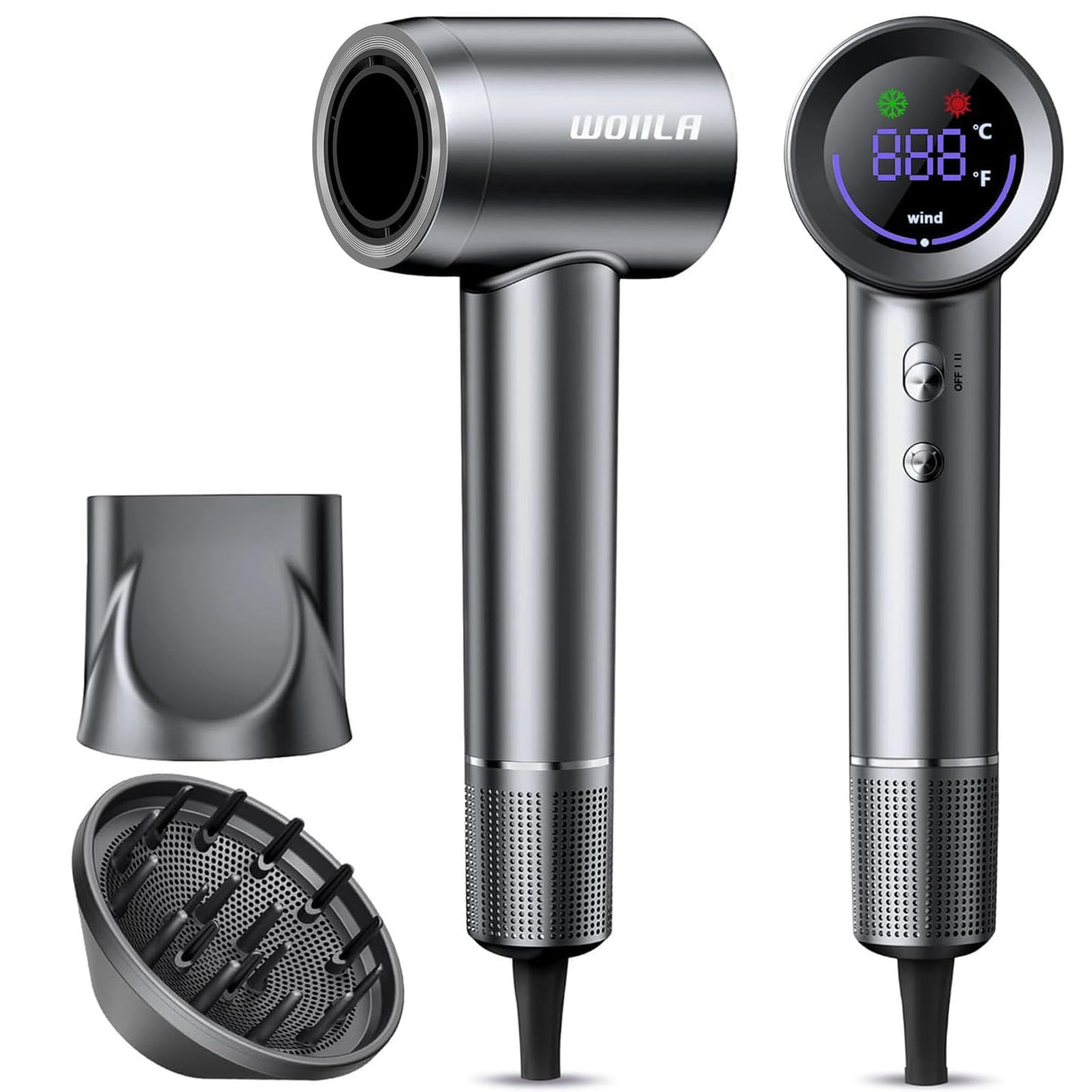 Hair Dryer,150000 RPM Professional High-Speed Blow Dryer 500 Millions Negative lonic Care Hair Dryer for Fast Drying, Low Noise Thermo-Control Hairdryer with Diffuser & Nozzle for Home Travel Salon