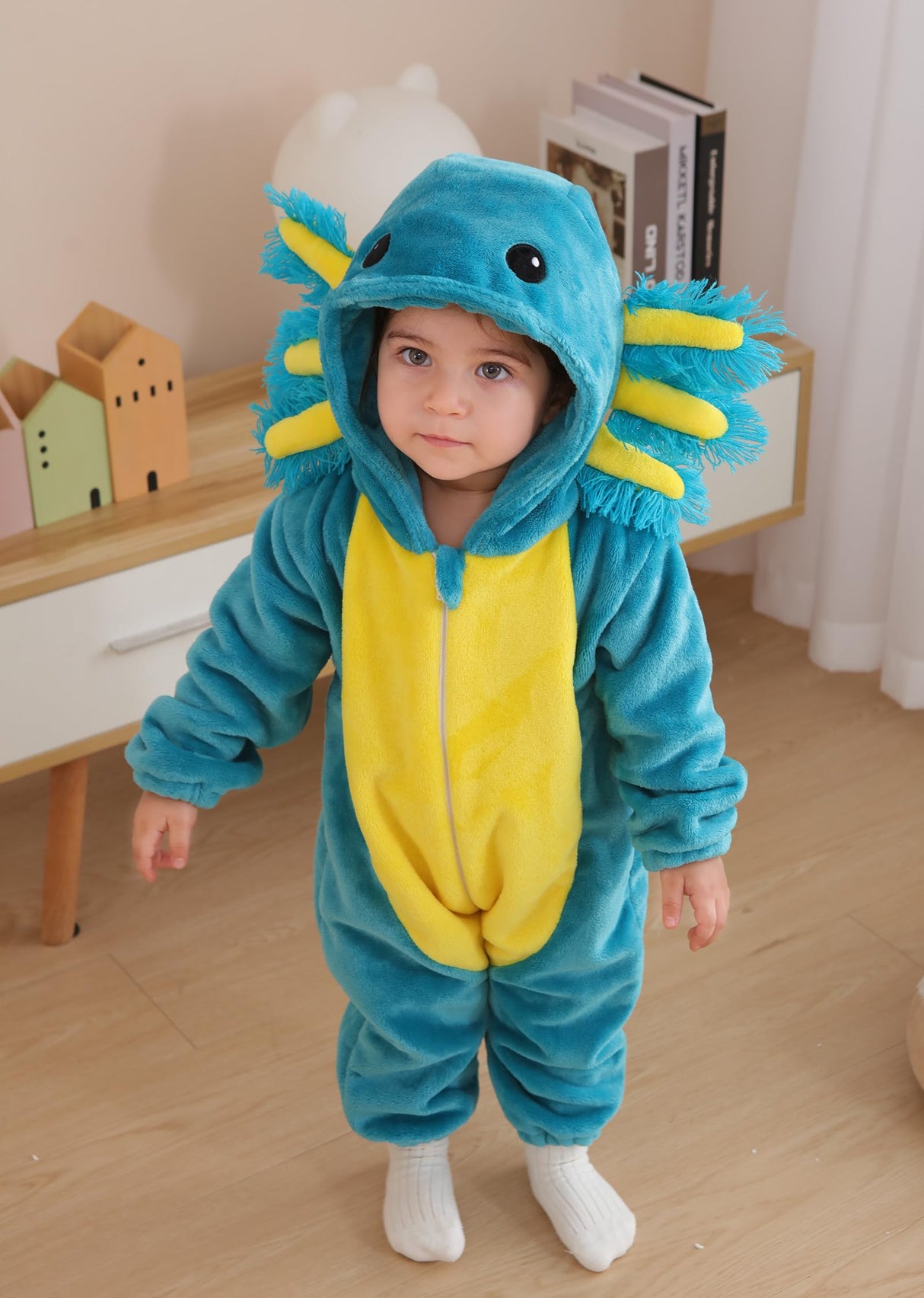 CuteOn Axolotl Toddler Halloween Costume Onesie Cosplay Romper Christmas Infants Baby Costume Blue 2-3 Years
