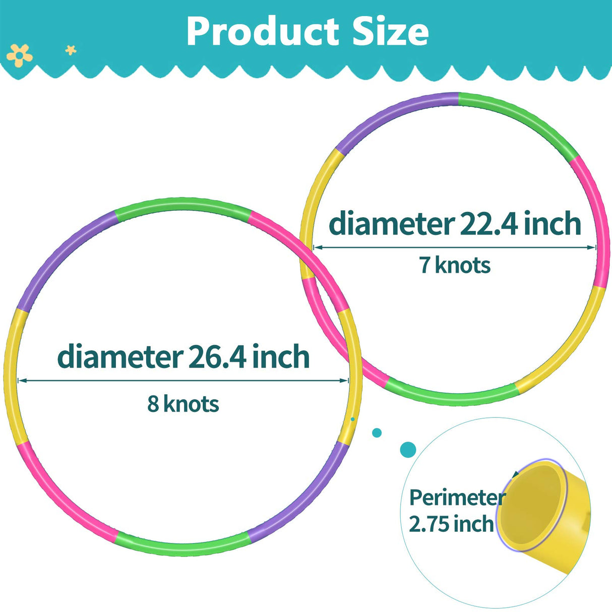 2 Pack Color Hoop - Size & Length Adjustable, Plastic Toys for Adults & Party Games, Gymnastics & Dog Agility Equipment, Christmas Wreath