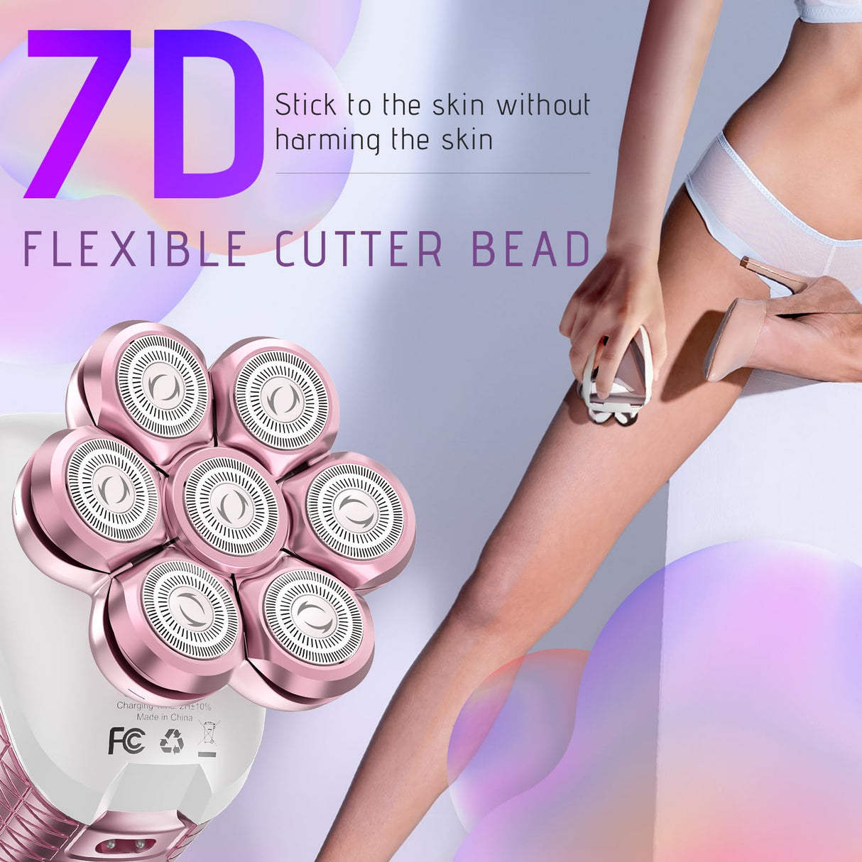 Electric Razors for Women, 5 in 1 Electric Shaver for Women, Cordless Painless Hair Remover for Legs Bikini Face Lips Hairs