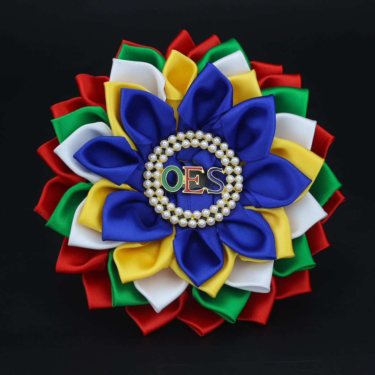 Order of The Eastern Star Brooch Pin for Women OES Brooch Pin Sorority OES Gift Greek Paraphernalia Jewelry Satin & Pearl 5.5" Flower Pin for Sisterhood