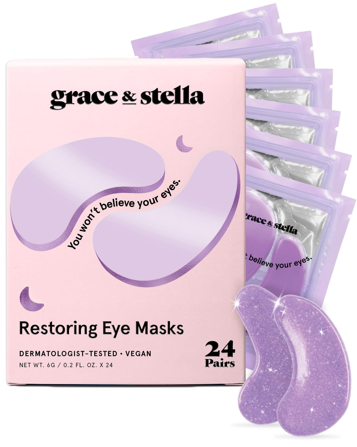 grace & stella Retinol Under Eye Patches for Wrinkles (Purple,24 Pairs)